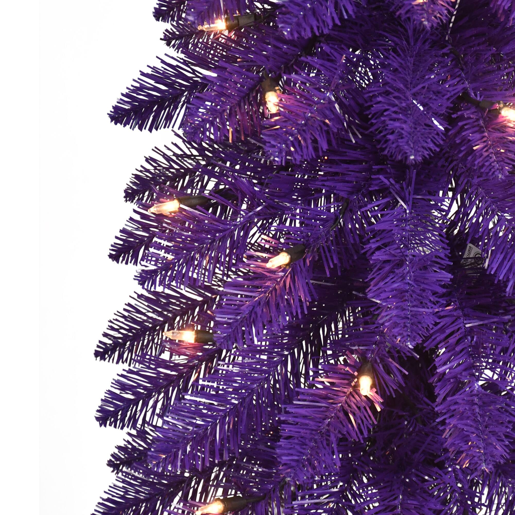 6ft. Pre-Lit Purple Alpine Pencil Artificial Christmas Tree, Clear Lights